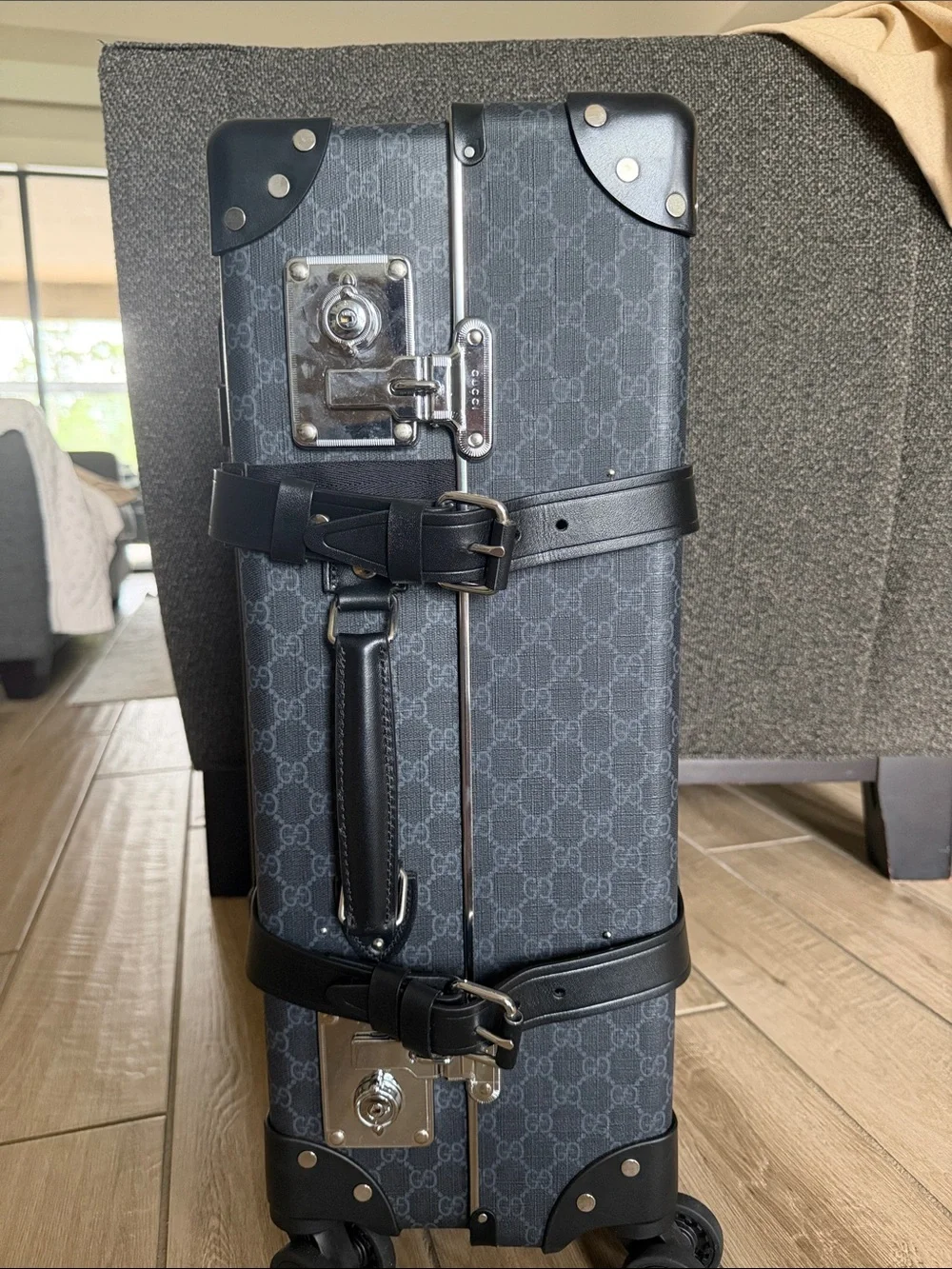 Gucci Navy Blue GG Monogram Rolling Carry-On